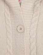 j&x Cardigan cu lână și bumbac lungă cu glugă cu nasturi și model împletit Nahili Bej