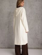 j&x Cardigan cu lână și bumbac lungă cu glugă cu nasturi și model împletit Nahili Bej deschis