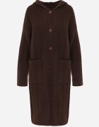 j&x Cardigan cu lână și bumbac lungă cu glugă cu nasturi și model împletit Nahili Maro