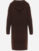 j&x Cardigan cu lână și bumbac lungă cu glugă cu nasturi și model împletit Nahili Maro