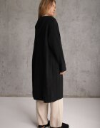 j&x Cardigan cu lână și bumbac lungă cu glugă cu nasturi și model împletit Nahili Negru
