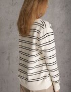 j&x Cardigan descheiat cu bumbac și lână decorat cu dungi Corelie Bej deschis