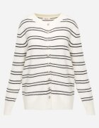 j&x Cardigan descheiat cu bumbac și lână decorat cu dungi Corelie Bej deschis