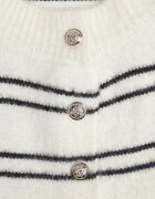 j&x Cardigan descheiat cu bumbac și lână decorat cu dungi Corelie Bej deschis