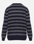 j&x Cardigan descheiat cu bumbac și lână decorat cu dungi Corelie Bleumarin