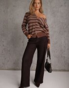 j&x Cardigan descheiat cu bumbac și lână decorat cu dungi Corelie Maro
