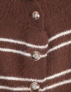j&x Cardigan descheiat cu bumbac și lână decorat cu dungi Corelie Maro
