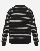 j&x Cardigan descheiat cu bumbac și lână decorat cu dungi Corelie Negru