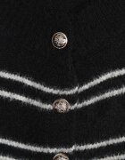 j&x Cardigan descheiat cu bumbac și lână decorat cu dungi Corelie Negru