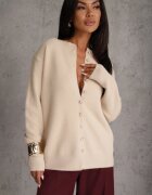 j&x Cardigan descheiat cu nasturi metalici Vizma Bej Bej