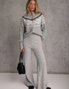 j&x Cardigan din bumbac lână și model norvegian Wilai Gri