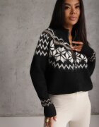 j&x Cardigan din bumbac lână și model norvegian Wilai Negru