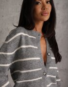 j&x Cardigan din bumbac și lână merinos cu nasturi decorat cu dungi Forgann Gri