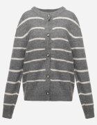 j&x Cardigan din bumbac și lână merinos cu nasturi decorat cu dungi Forgann Gri