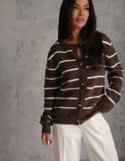 j&x Cardigan din bumbac și lână merinos cu nasturi decorat cu dungi Forgann Maro