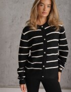j&x Cardigan din bumbac și lână merinos cu nasturi decorat cu dungi Forgann Negru