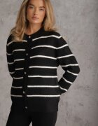 j&x Cardigan din bumbac și lână merinos cu nasturi decorat cu dungi Forgann Negru