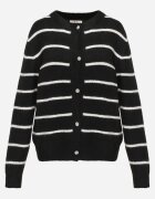j&x Cardigan din bumbac și lână merinos cu nasturi decorat cu dungi Forgann Negru