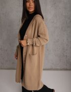 j&x Cardigan din lână cu croială lungă cu nasturi și cu glugă Radonla Bej