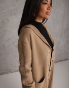 j&x Cardigan din lână cu croială lungă cu nasturi și cu glugă Radonla Bej