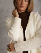 j&x Cardigan din lână cu croială lungă cu nasturi și cu glugă Radonla Bej deschis