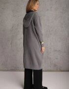 j&x Cardigan din lână cu croială lungă cu nasturi și cu glugă Radonla Gri