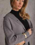 j&x Cardigan din lână cu croială lungă cu nasturi și cu glugă Radonla Gri