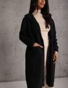 j&x Cardigan din lână cu croială lungă cu nasturi și cu glugă Radonla Negru