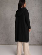 j&x Cardigan din lână cu croială lungă cu nasturi și cu glugă Radonla Negru