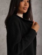 j&x Cardigan din lână cu croială lungă cu nasturi și cu glugă Radonla Negru