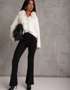 j&x Cardigan elegant cu lână nasturi metalici și blăniță artificială Lalistu Alb