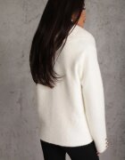 j&x Cardigan elegant cu lână nasturi metalici și blăniță artificială Lalistu Alb