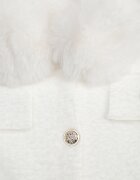j&x Cardigan elegant cu lână nasturi metalici și blăniță artificială Lalistu Alb
