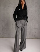 j&x Cardigan elegant cu lână nasturi metalici și blăniță artificială Lalistu Negru