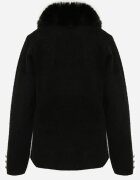 j&x Cardigan elegant cu lână nasturi metalici și blăniță artificială Lalistu Negru