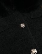 j&x Cardigan elegant cu lână nasturi metalici și blăniță artificială Lalistu Negru