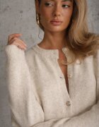 j&x Cardigan elegant din lână și bumbac cu nasturi și buzunare decorative Anubassa Bej deschis