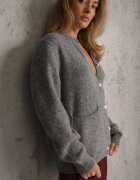 j&x Cardigan elegant din lână și bumbac cu nasturi și buzunare decorative Anubassa Gri