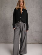 j&x Cardigan elegant din lână și bumbac cu nasturi și buzunare decorative Anubassa Negru
