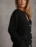 j&x Cardigan elegant din lână și bumbac cu nasturi și buzunare decorative Anubassa Negru