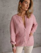 j&x Cardigan elegant din lână și bumbac cu nasturi și buzunare decorative Anubassa Roz