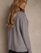 j&x Cardigan Gri cu Bumbac și Model în relief Reisina