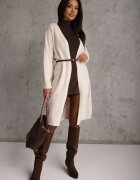 j&x Cardigan lung cu lână și decolteu în V Talei Bej Bej deschis