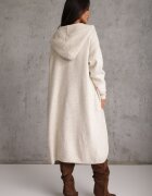j&x Cardigan maxi neîncheiat cu lână cu glugă și broșă cu lanț Minvelda Bej