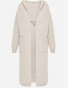 j&x Cardigan maxi neîncheiat cu lână cu glugă și broșă cu lanț Minvelda Bej