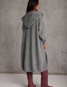 j&x Cardigan maxi neîncheiat cu lână cu glugă și broșă cu lanț Minvelda Gri