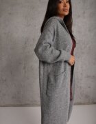 j&x Cardigan maxi neîncheiat cu lână cu glugă și broșă cu lanț Minvelda Gri