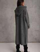 j&x Cardigan maxi neîncheiat cu lână cu glugă și broșă cu lanț Minvelda Gri închis