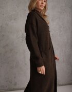 j&x Cardigan maxi neîncheiat cu lână cu glugă și broșă cu lanț Minvelda Maro