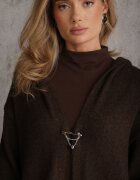 j&x Cardigan maxi neîncheiat cu lână cu glugă și broșă cu lanț Minvelda Maro